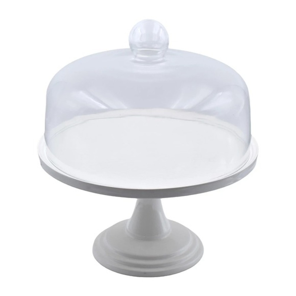 Temp-tations Woodland Ceramic Pedestal Cake Stand with Dome Glass Lid White‎